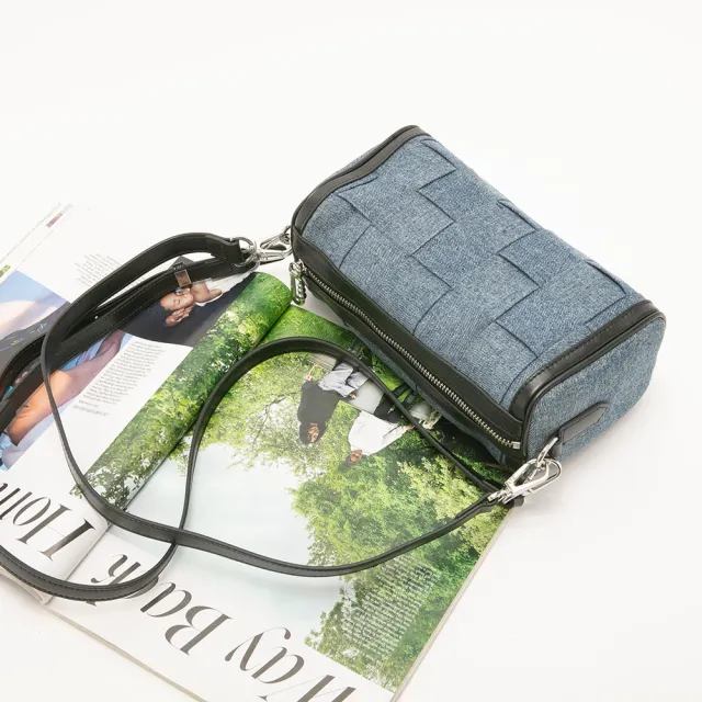 【Pineapple Outfitter】文青編織拼接休閒方包(黑色)