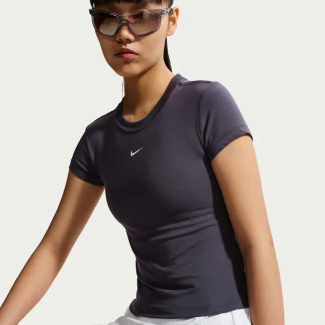 【NIKE 耐吉】AS W NSW NK CHLL KNT MD CRP 女 短袖上衣 訓練 慢跑 黑(FV5509014)