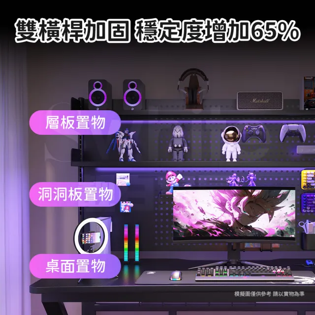 【靚白家居】超神電腦桌 140公分 洞洞板款(電競桌 書桌 洞洞板 辦公桌 工作桌 衣帽架 梳妝台 化妝桌)