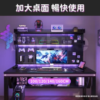 【靚白家居】胖胖腿電腦桌 140公分 洞洞板款(電競桌 書桌 洞洞板 辦公桌 工作桌 衣帽架 梳妝台 化妝桌)