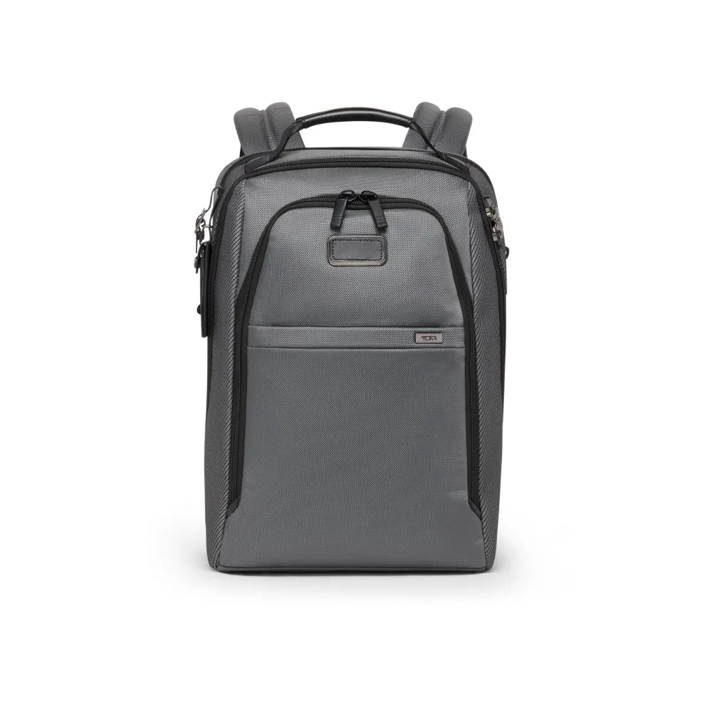 【TUMI】Alpha 中型 15 吋筆電可擴展機能尼龍後背包 - 灰反光