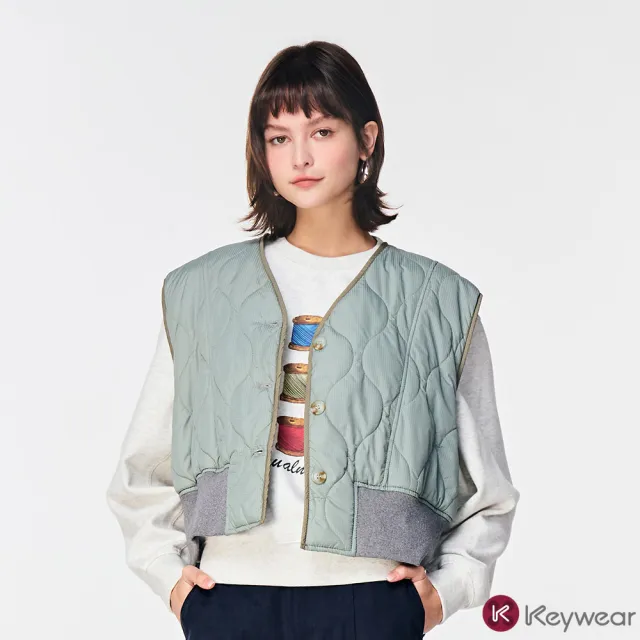 【KeyWear 奇威名品】菱格紋百搭造型背心(共3色)