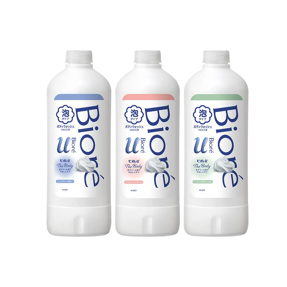 【Biore 蜜妮】高彈潤沐浴慕絲 補充瓶450ml 3入組(共3款可選)