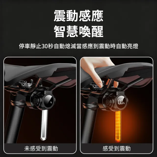 【AMKE】RGB炫彩流光 智能感應煞車自行車尾（遙控方向燈/數顯電量/9種模式/公路車單車LED夜騎燈）