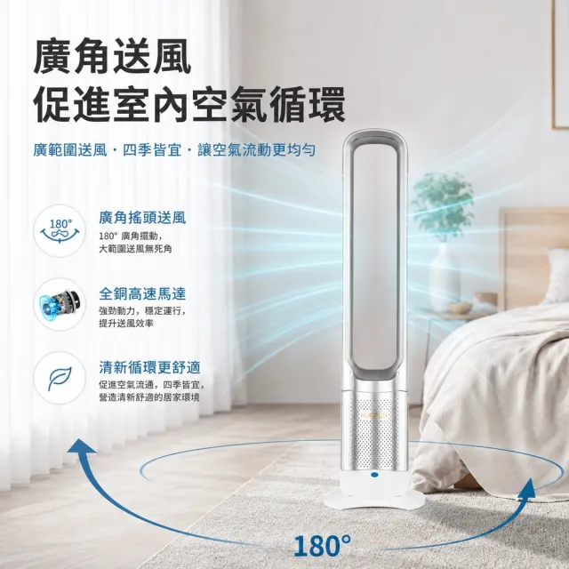 HOMI好米 負離子淨化空氣循環扇（32吋無葉風扇/大廈扇/落地扇/遠端遙控/智能定時/廣角搖頭）