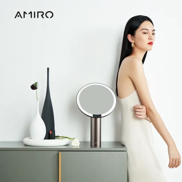 【AMIRO】全新第三代 Oath 自動感光 LED化妝鏡-黛麗黑(美妝鏡 彩妝鏡 聖誕節禮物 交換禮物)