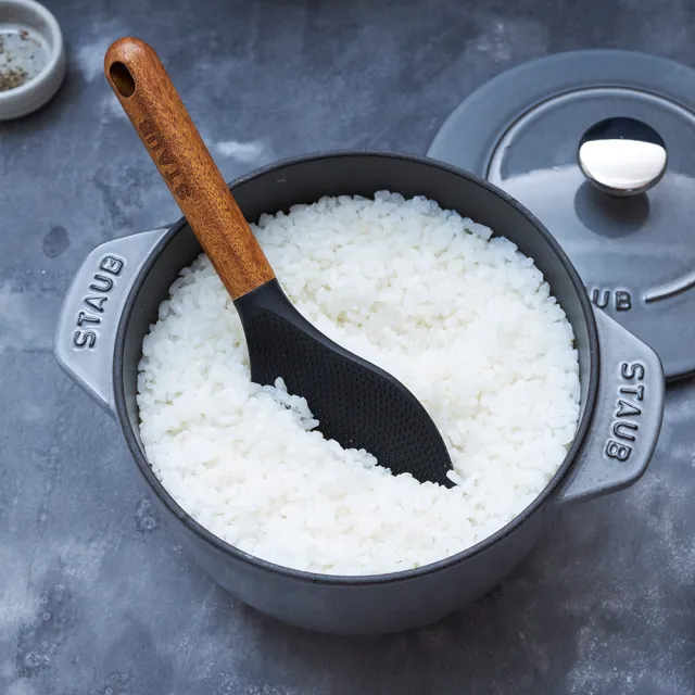 【STAUB】松露白Lily雕花琺瑯鑄鐵和食鍋16cm贈配件2件組(德國雙人牌集團官方直營)