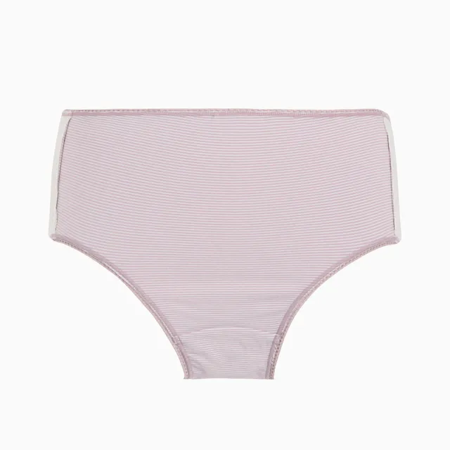 【Gennies 奇妮】哺乳內衣褲成套 咖啡紗軟鋼圈內衣 中腰內褲(孕婦內衣 上開扣 孕婦內褲 條紋粉 A37B35)