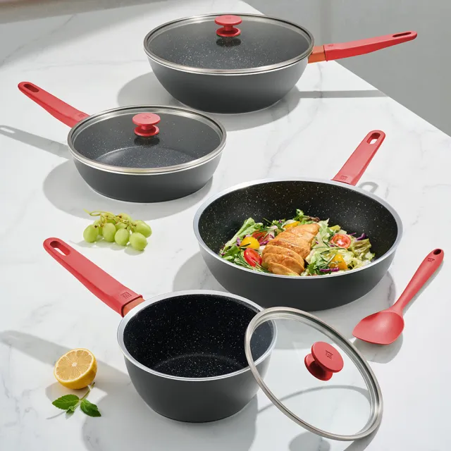 【ZWILLING 德國雙人】NOW PLUS Ⅱ 黑曜鍋2.0不沾鍋深煎鍋24cm-2色任選/附矽膠鏟(德國雙人牌集團官方直營)