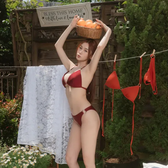 【SeasonsBikini 】黑標美胸比基尼/台灣製 勃根地酒紅 -009-大尺碼(比基尼集中小胸救星泳衣)