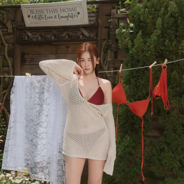 【SeasonsBikini 】黑標美胸比基尼/台灣製 勃根地酒紅 -009-大尺碼(比基尼集中小胸救星泳衣)