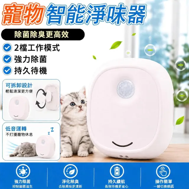 Loha 樂活家 掛壁式智能寵物除味機 兩段模式 靜音負離子空氣淨化器 室內寵物異味抑制清新器