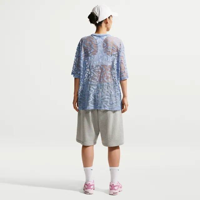 【NIKE 耐吉】短袖上衣 女 AS W NK CHILL WVN LACE JERSEY 運動 休閒 藍色 (IM8388486)