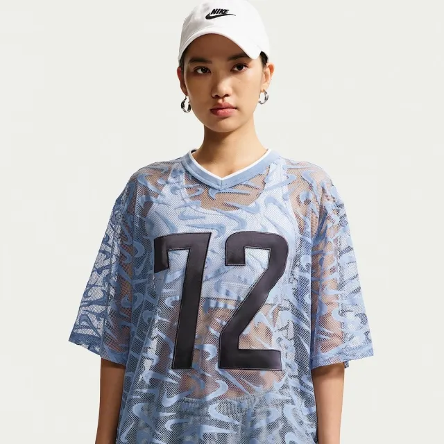 【NIKE 耐吉】短袖上衣 女 AS W NK CHILL WVN LACE JERSEY 運動 休閒 藍色 (IM8388486)