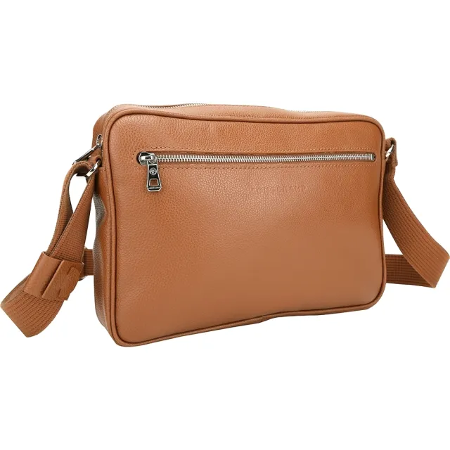 【LONGCHAMP】Le Foulonne M 荔紋牛皮郵差包(棕色/30CM 巴黎精品 相機包)