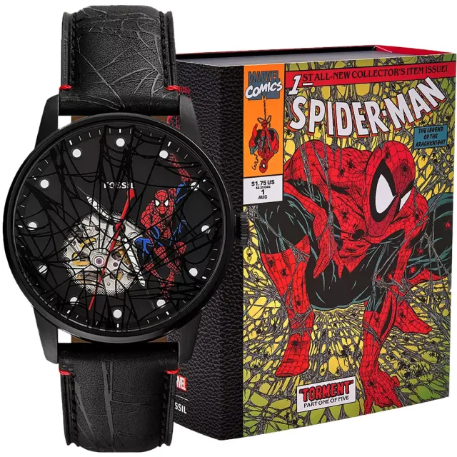 【FOSSIL】Marvel x Fossil 蜘蛛人蜘蛛感應限量機械錶 手錶-42mm 錶 生日禮 送禮(LE1247SET)