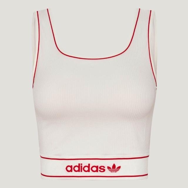 【adidas 愛迪達】運動 休閒 無袖 背心 女上衣 WAISTBAND TANK(LF4591)