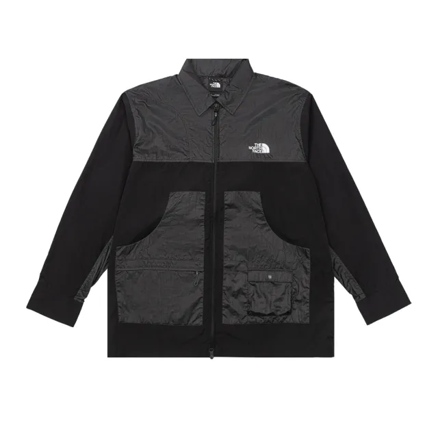 【The North Face】北面UE男款黑色UPF50防曬寬鬆長袖襯衫｜8HXHKT0