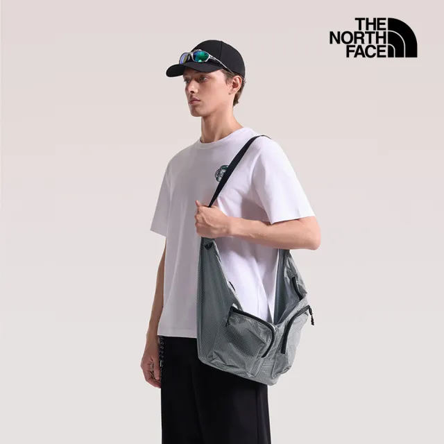 【The North Face】北面男女款淺灰色DWR防潑水休閒單肩包｜8JCAMYB 斜背包