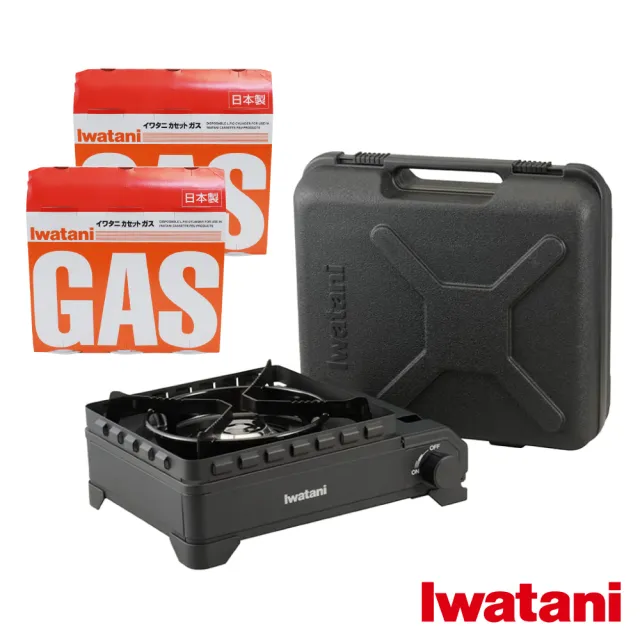【Iwatani 岩谷】戶外防風重裝黑武士X磁式瓦斯爐3.4kW-附收納盒-日本製-搭6入岩谷瓦斯罐(CB-ODX-XG)