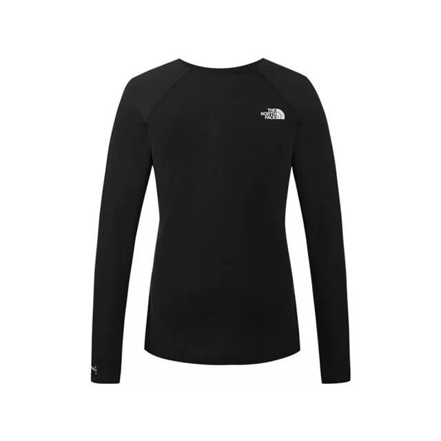 【The North Face】北面女款黑色美麗諾羊毛透氣長袖T恤｜8J2ZJK3