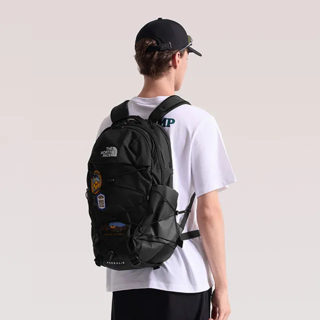 【The North Face】北面男女款黑色DWR防潑水休閒後背包|8KE70E7 筆電包/登山包