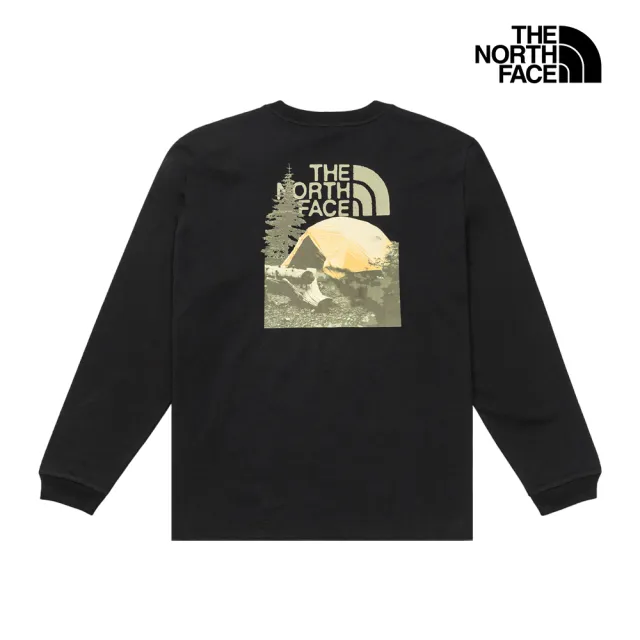 【The North Face】北面男款黑色純棉寬鬆長袖上衣｜8JKSJK3
