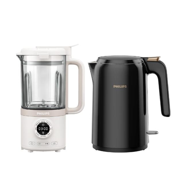 【Philips 飛利浦】破壁營養冷熱豆漿調理機+不鏽鋼快煮壺1.5L(HR2038/30+HD9389)