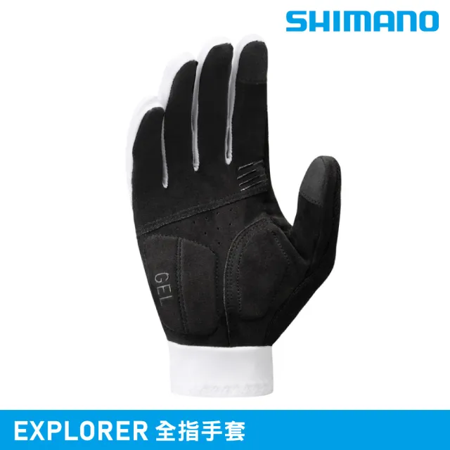 【SHIMANO】全指手套 EXPLORER｜白色 XS-XL (可觸控螢幕 單車手套 自行車手套 城市綠洲)