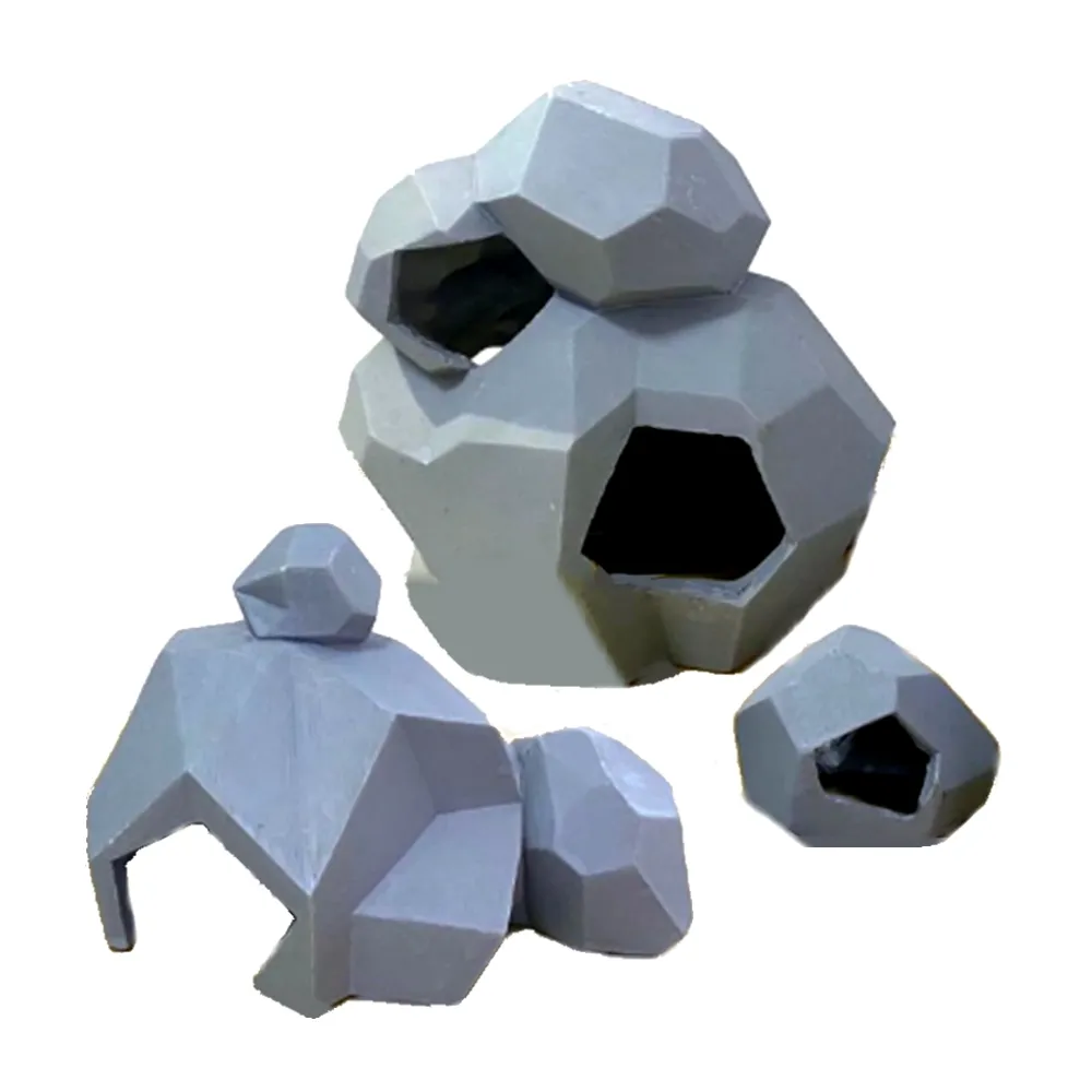 【水族 飾品 裝飾 陶瓷品】造型石頭3入.幾何石頭/造景裝飾/魚缸擺設/擺件/仿真石頭(大中小三入 YS447)