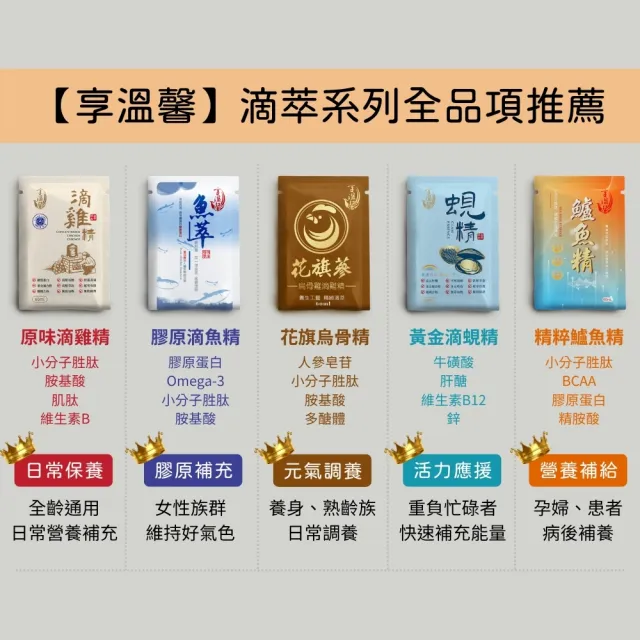 【享溫馨】黃金蜆精 花旗蔘烏骨雞精 精粹鱸魚精經濟組 共30包_60ml包(享溫馨 滴雞精 魚精 養生 年節 送禮)