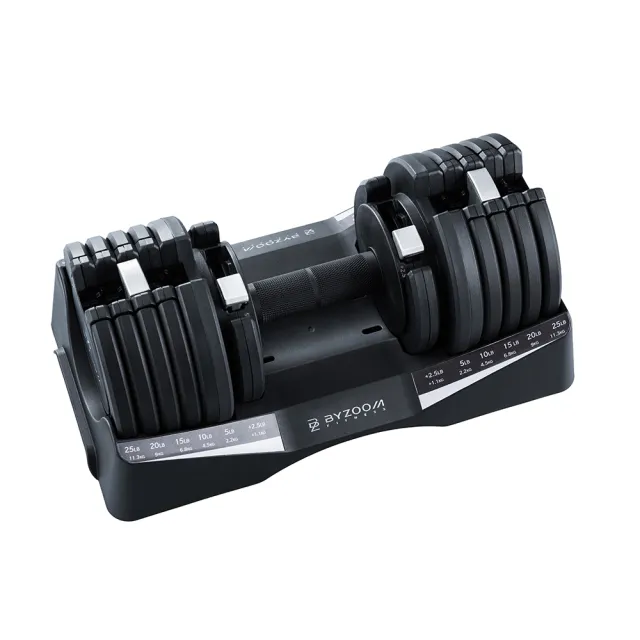 【BYZOOM FITNESS】Pure Series 27.5lb / 約12.4kg 10段重量可調式啞鈴 白/黑二色 雙入(BZ-QCD-27.5LB)