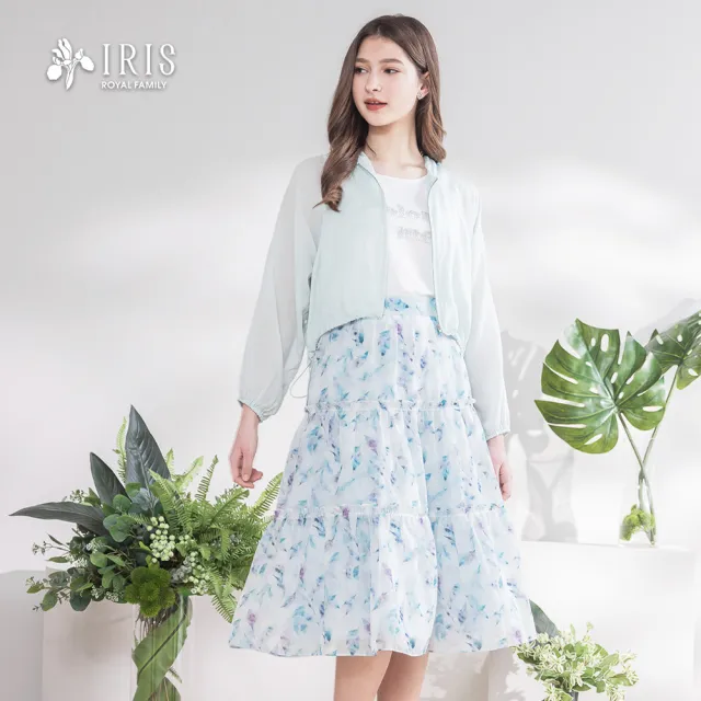 【IRIS 艾莉詩】夏日暈染印花長裙-藍色(52215)