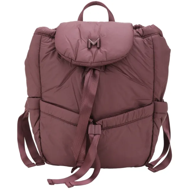 【MaxMara】父親節送禮精選 MARELLA OGAM M字空氣感緞帶束口尼龍後背包(酒紅色)