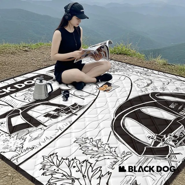 【Blackdog】無縫防潑水加厚野餐墊 200x200cm WS011(台灣公司貨)