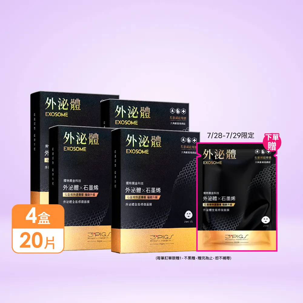 【PEZRI 派翠】momo獨家★外泌體全能修復面膜 4盒(共20片石墨烯超導膜/撫紋彈潤保濕/送禮