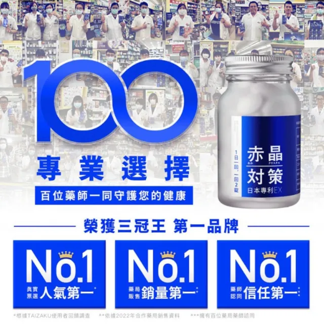 【TAIZAKU 火星生技】強化型 赤晶對策EX 2入組 60錠/盒(解晶代謝科技 代謝 葡萄子 綠茶 山桑子 海鮮救星)