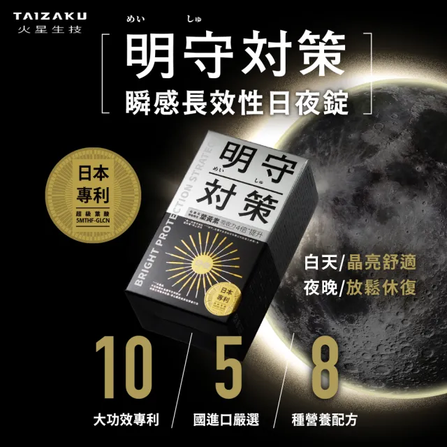 【TAIZAKU 火星生技】明守對策-葉黃素24hr日夜錠 2盒(金盞花 葉酸 山桑子 游離型＋酯化型)