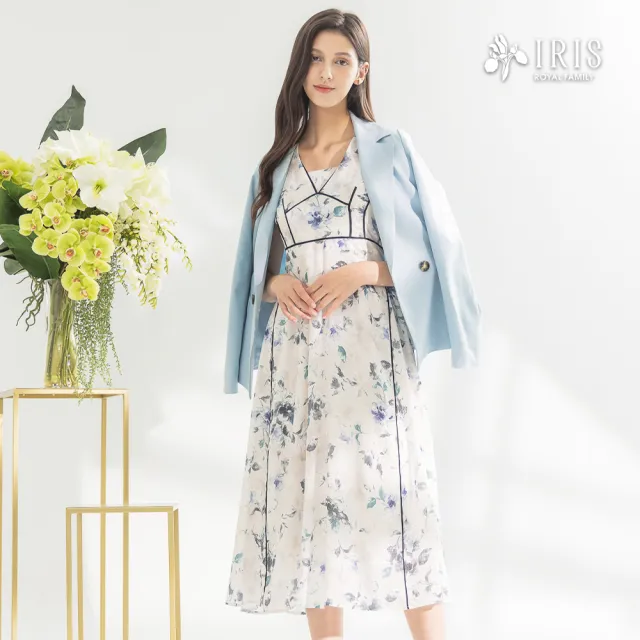 【IRIS 艾莉詩】文藝墨彩印花洋裝-淺卡其(52606)