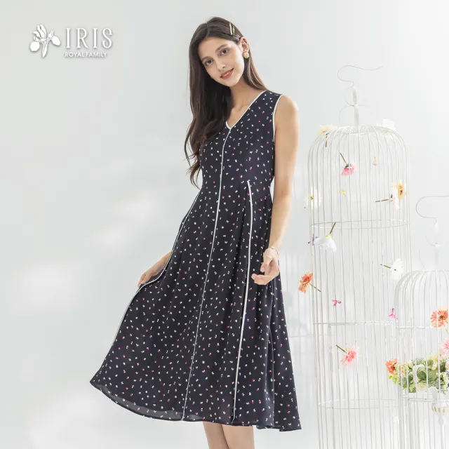【IRIS 艾莉詩】清雅撞色滾邊背心洋裝-2色(52626)