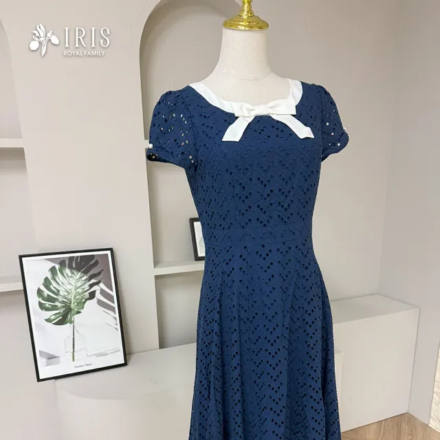 【IRIS 艾莉詩】夏日清新蕾絲洋裝-夜藍色(52681)