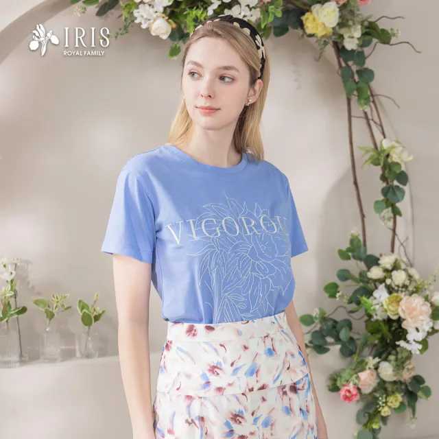 【IRIS 艾莉詩】花影綻放刺繡棉質上衣-2色(52907)