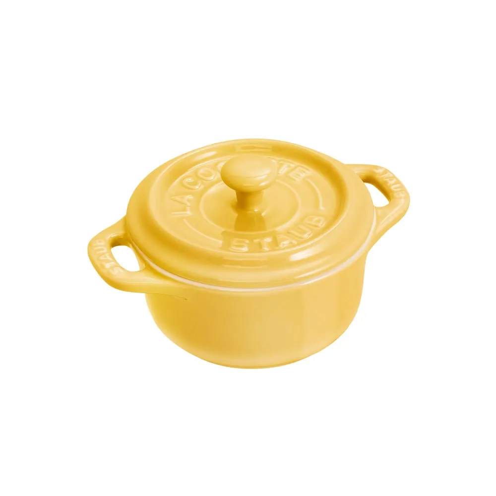 【STAUB】圓形陶瓷迷你烤盅陶缽10cm-檸檬黃(德國雙人牌集團官方直營)
