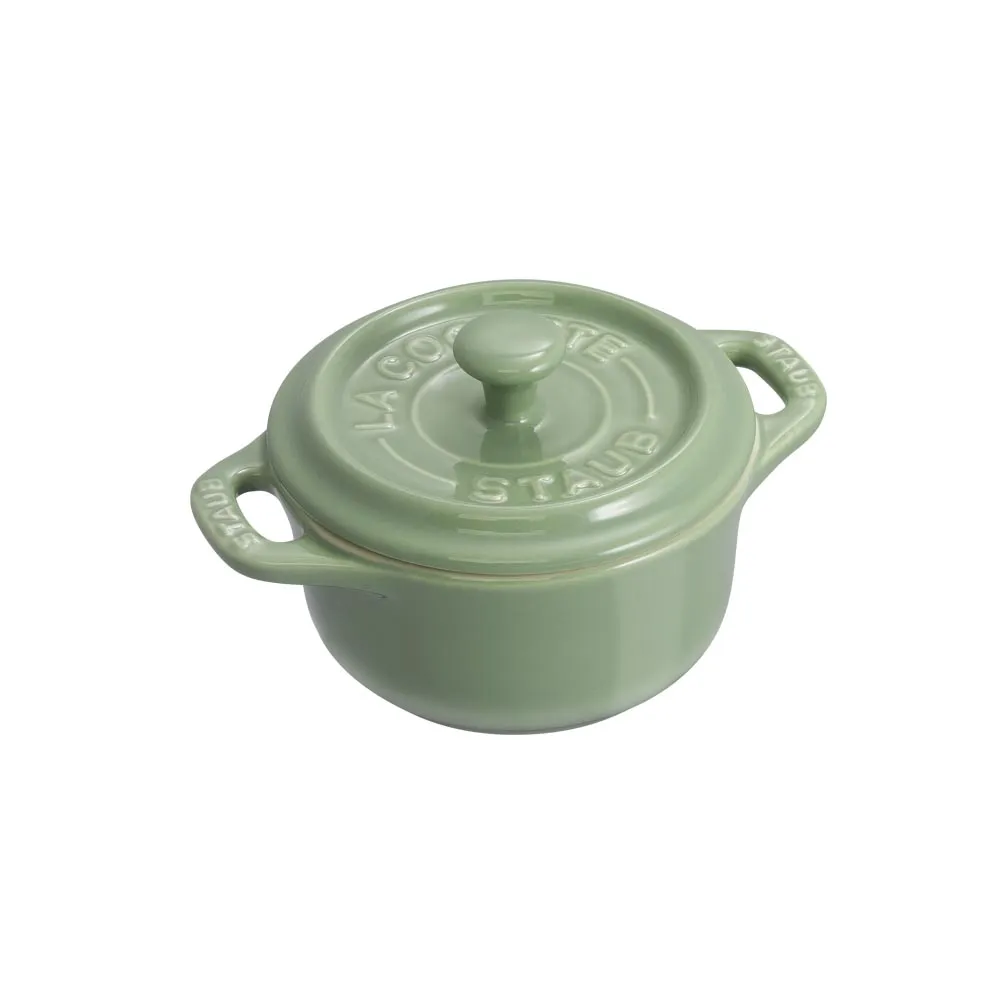 【STAUB】圓形陶瓷迷你烤盅陶缽10cm-莫蘭迪綠(德國雙人牌集團官方直營)