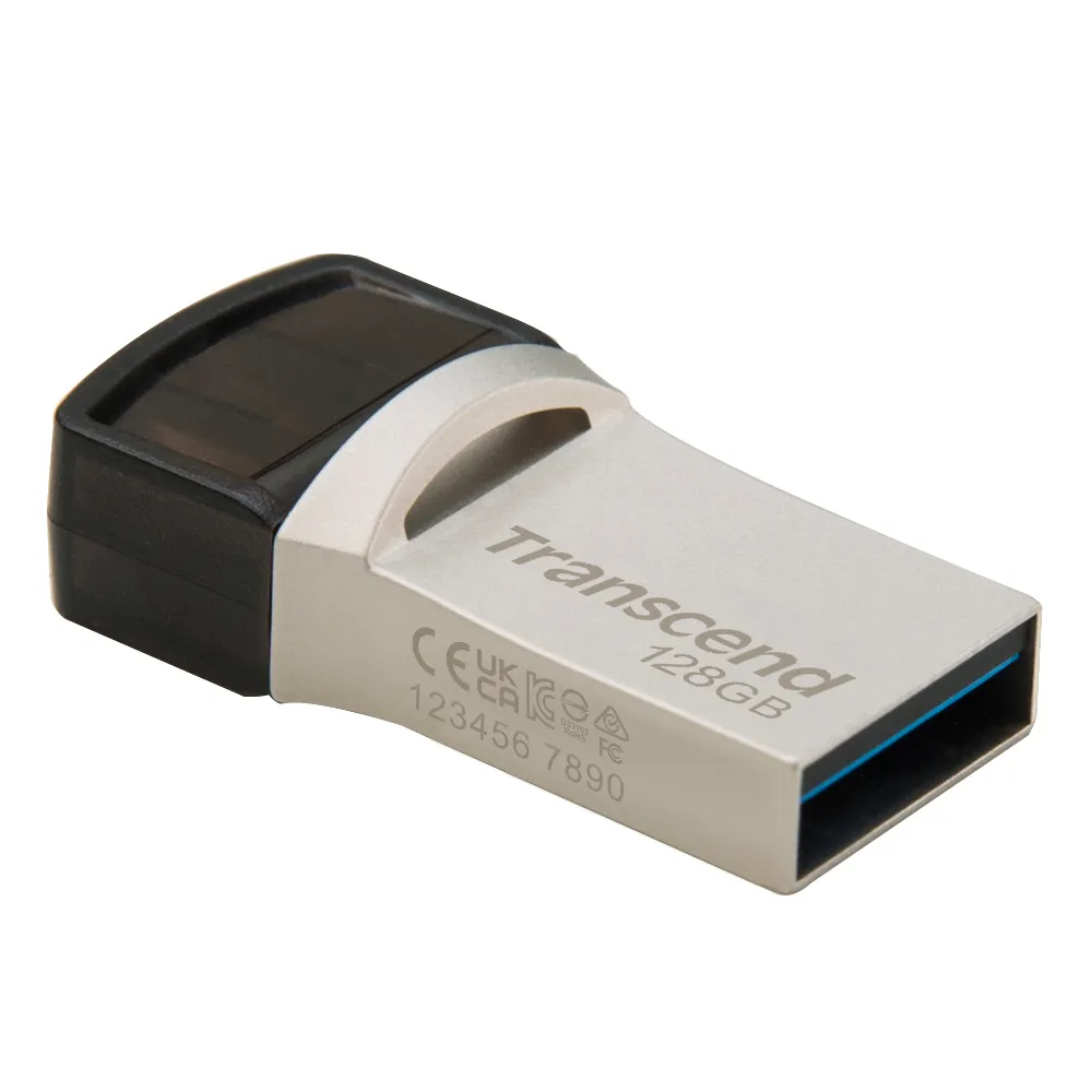【Transcend 創見】JetFlash890 Type C 128GB 雙頭隨身碟-晶燦銀(TS128GJF890S 新舊包裝隨機出貨)