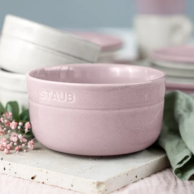 【STAUB】圓形陶瓷餐碗12cm-日暮粉/500ml(德國雙人牌集團官方直營)