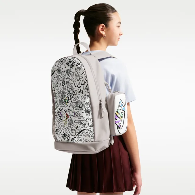 【NIKE 耐吉】後背包 運動包 書包 旅行包 大容量 雙層 Y NK ELEMENTAL BKPK PAPER 白 IM2515-211