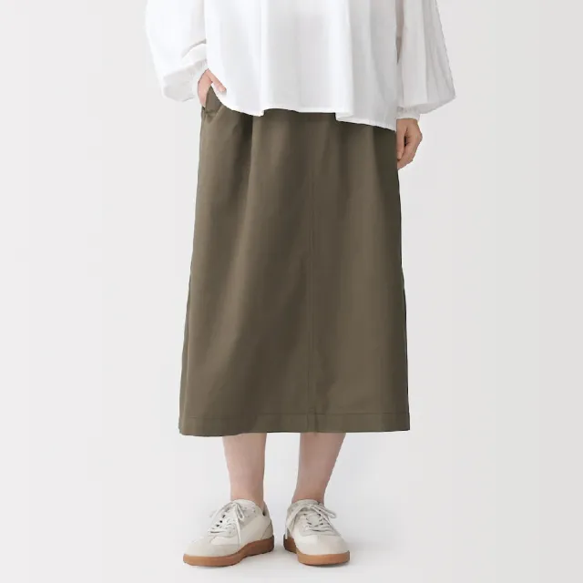 【MUJI 無印良品】女水洗棉舒適裙(黑色/卡其)