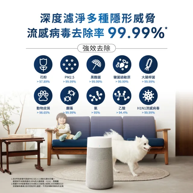 【Blueair】(超值濾網組) BlueMax 智能wifi空氣清淨機3250i(輕巧/安靜/除異味/適用8-12坪)
