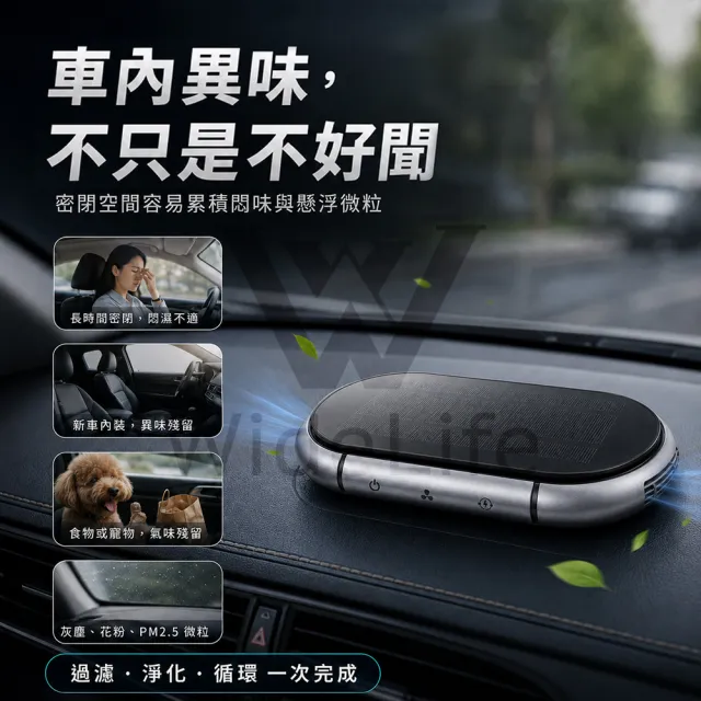 【Widelife 廣字號】光能空氣清淨機(車用空氣清淨機｜負離子空氣清淨機｜空氣淨化器｜消除異味)